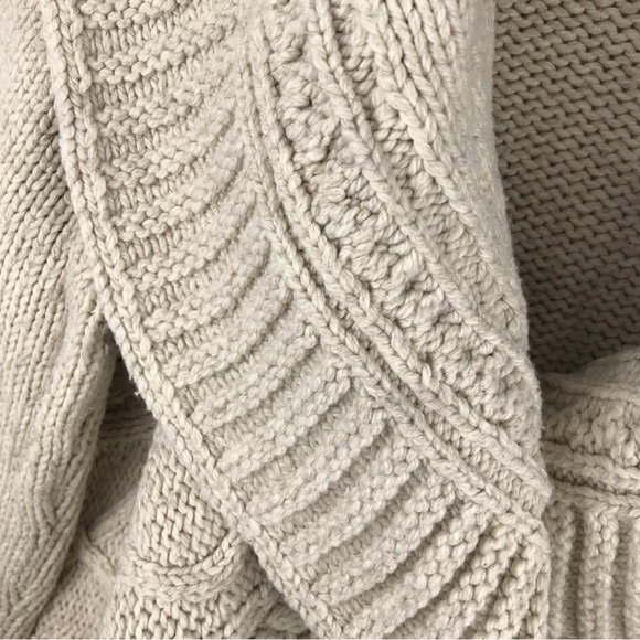 APT. 9 Chunky Wool Blend Oatmeal Beige Shawl Collar Ribbon-tie Sweater Cardigan - Picture 5 of 9